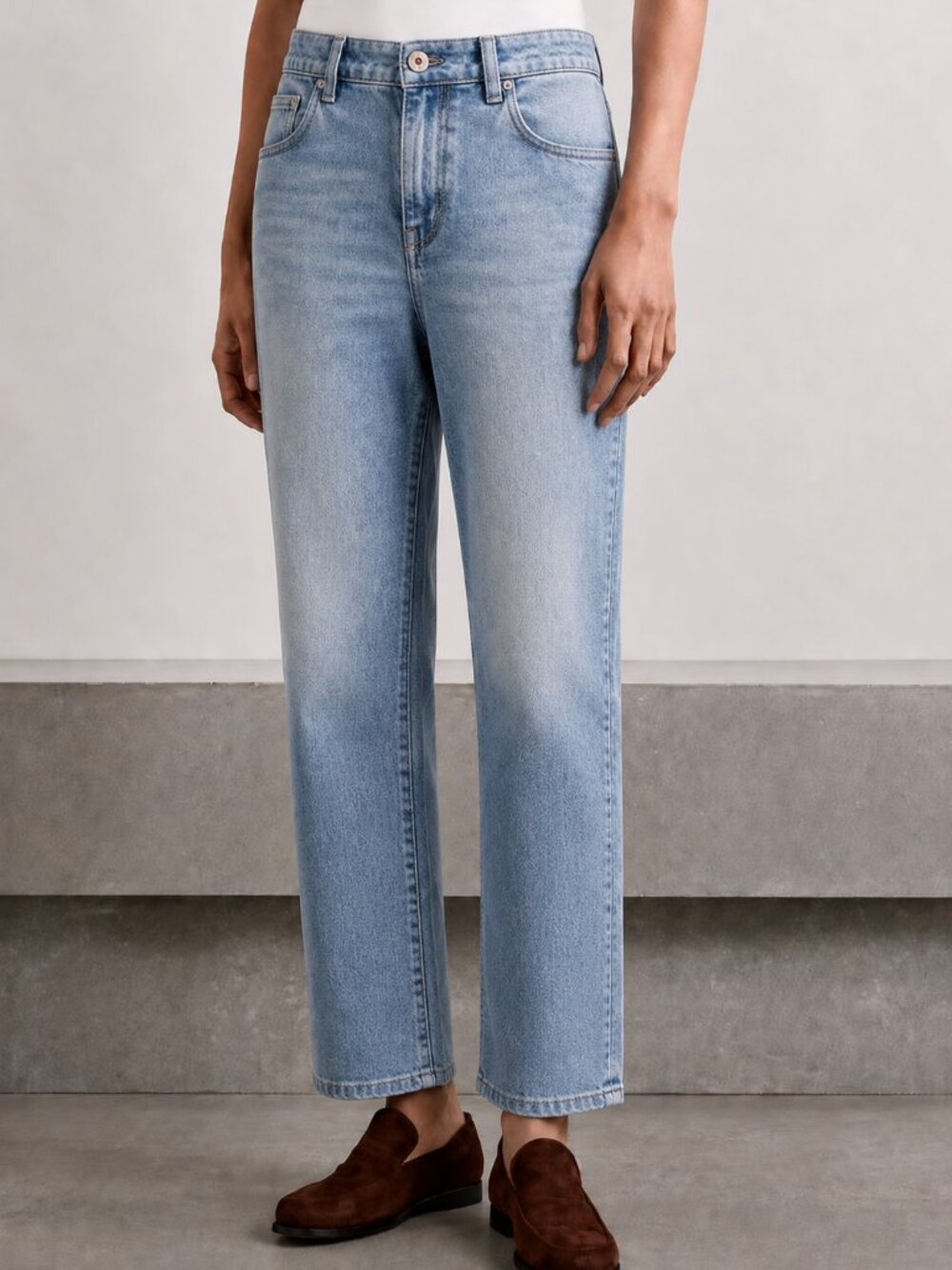 Brunello Cucinelli Monili Jeans Blue Distress Denim Retro Straight 28x27 Size 4